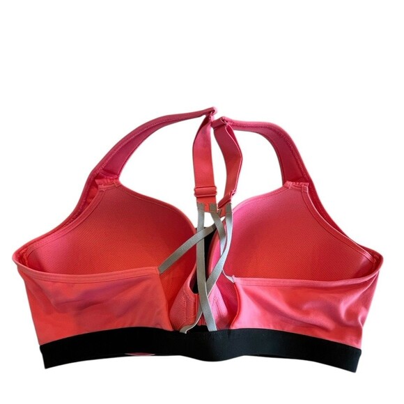 Victoria Secret Knockout Sport Bra Front Zip Underwire Sz 38D Pink & Black - Picture 3 of 8
